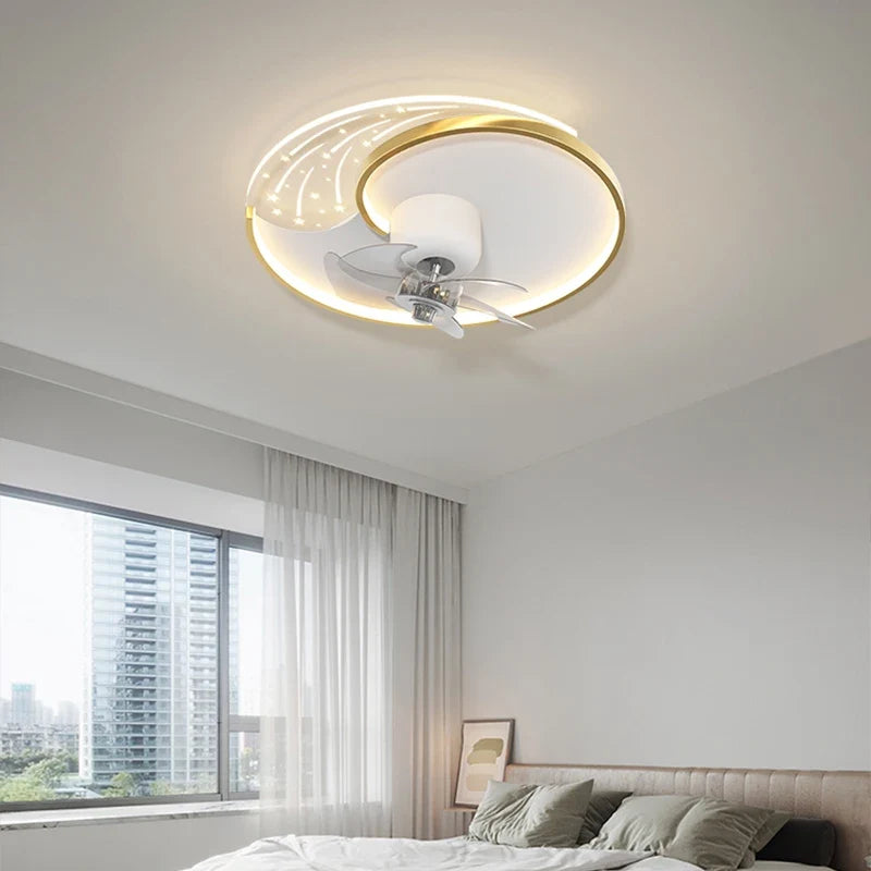 Modern ceiling lamp with mobile fan and smart lighting - view 5