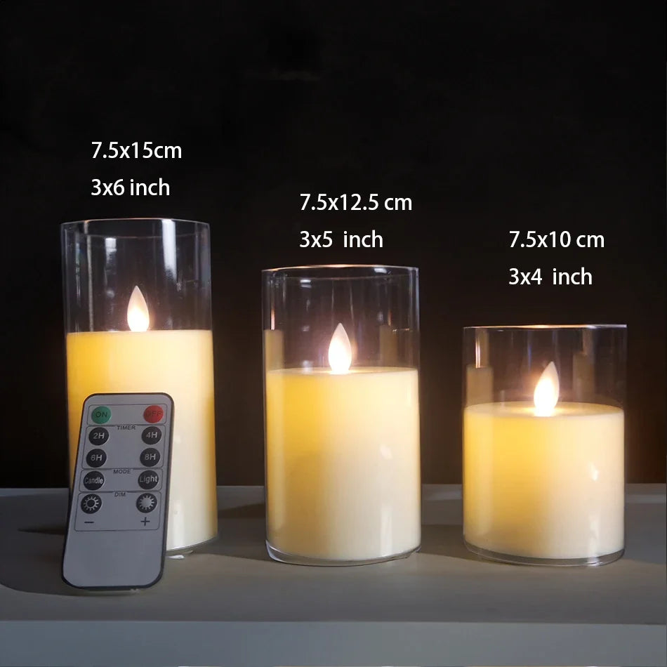 3pcs/set USB Rechargeable Led Pillar Candle,Flameless Remote control,Timer LED Candle Light table decorative,Christmas Candles - view 2