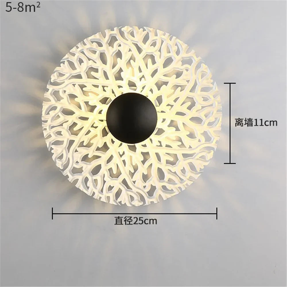 LED wall sconce round in decorative Nordic metal for modern interior - P