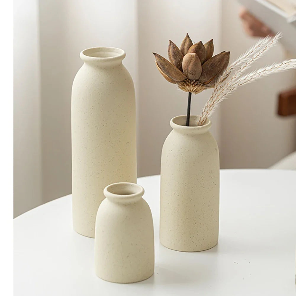 Ceramic Vase,Small Vases for decor,Set 3 Modern Boho Vases for Flower Pampas,Fit for Living Room Desk Shelf decor - view 2