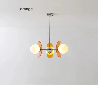 Modern glass pendant light for hotel decoration and restaurant - Orange / D60cm 3 Heads / Warm Light