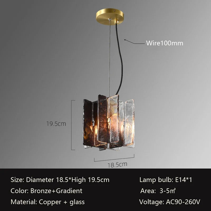 All Copper Living Room wall sconce, Modern Luxury Tv Wall Designer Glass Pendant Lamp Minimalist Nordic Bedroom bedside lamp - Chandelier / 3000K