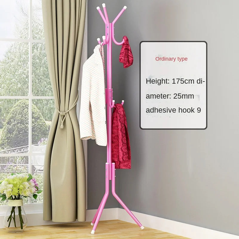 Metal coat holder with 9 hooks to organize your clothes - PINK 9 HOOKS