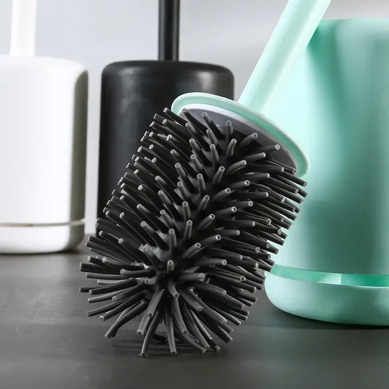 Toilet brush cleaning tool with wall support and storage - view 5