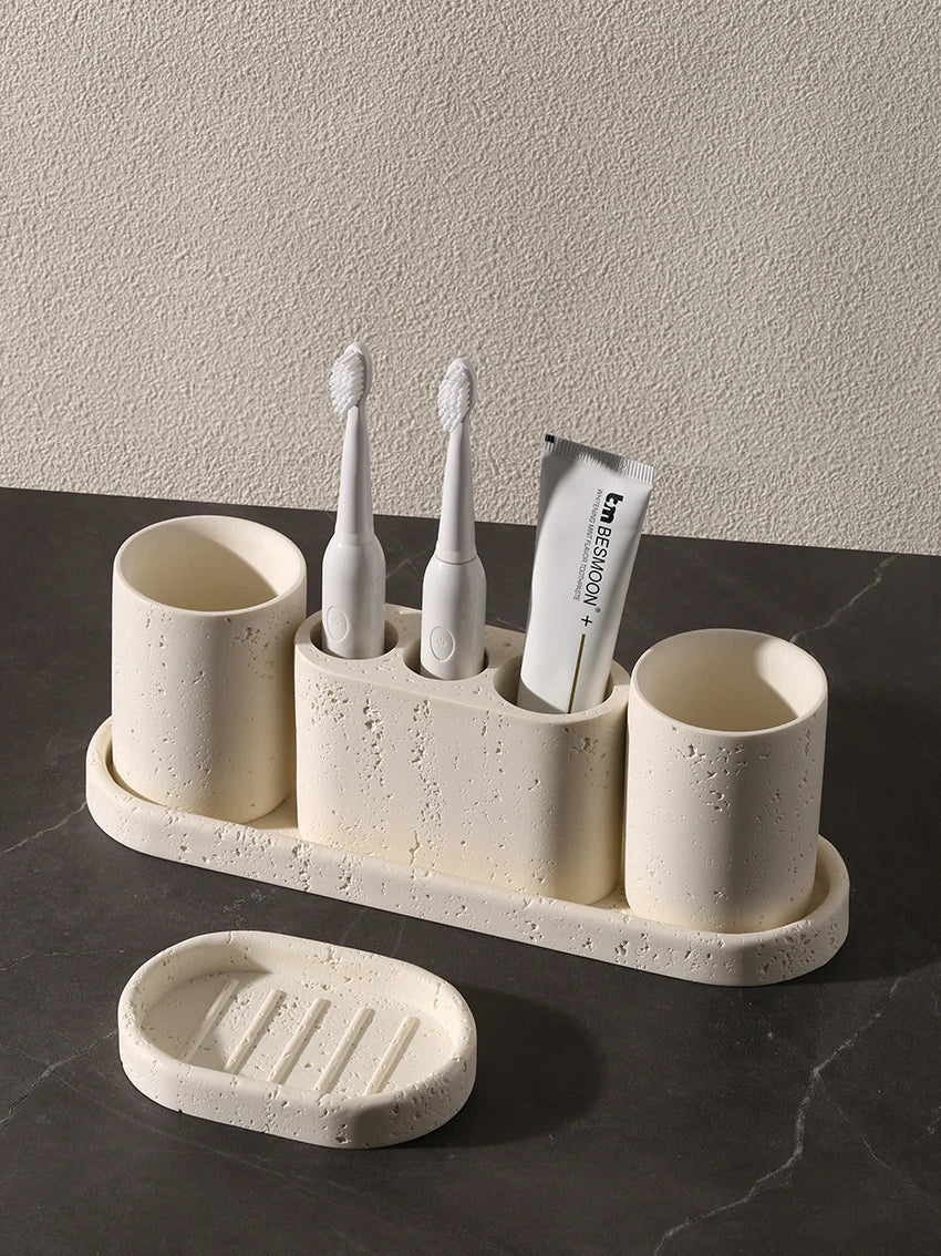 Wabi-Sabi-Electric Toothbrush Holder Set, Bathroom Toothbrush Cup, Vanity Desktop Storage Tray, Home Decoration - view 2