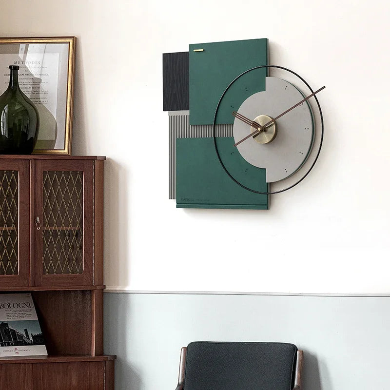 Large silent wall clock in walnut modern decoration - view 2