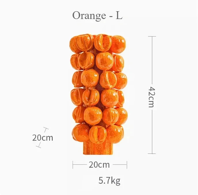 Ceramic Vase,Lemon Tomato Modern Simple Style Indoor Wedding Table Decoration,Creative Home Decorative Flower Arrangement - Orange - L