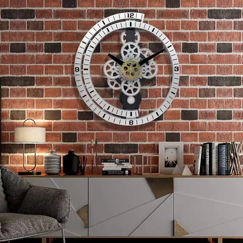 Industrial Gear Rotating Wall Clock, Silent Clock, Modern Design,Home Living Room,European Office Art Wall Decoration Horologe - view 5
