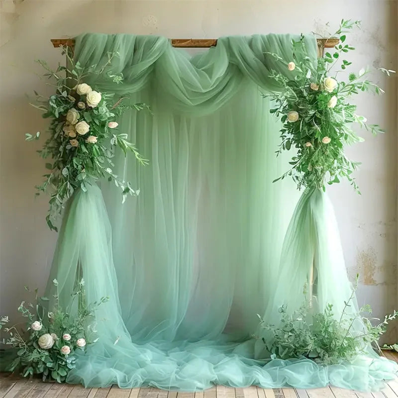 Transparent Gauze Table Runner with Airy Sheer Fall - 75x300cm