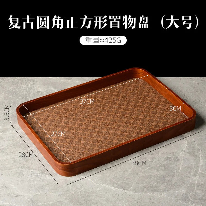 Luxury leather tea plate for decorative storage and jewelry - C