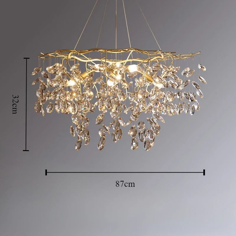 Luxury crystal chandelier for refined lighting - 8 Gold Bulbs