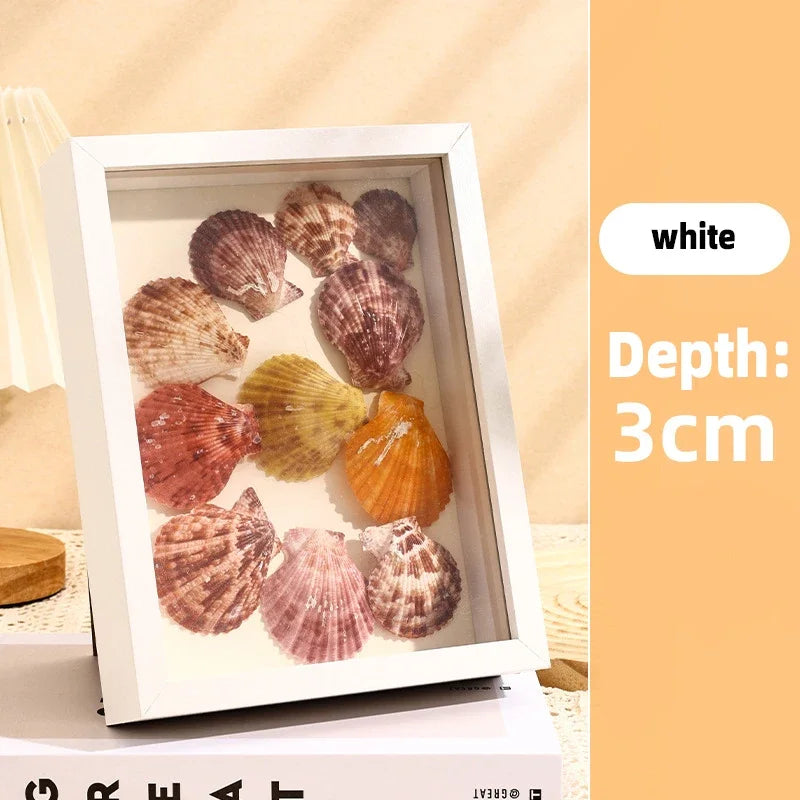 3d wooden photo frames support dried flowers handmade decoration - White-Depth-3cm / Rectangle-7 inches