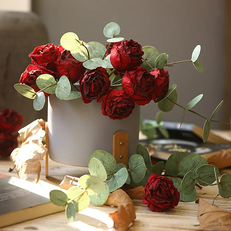 Bouquet of artificial silk rose wines retro decorations for various spaces - view 5