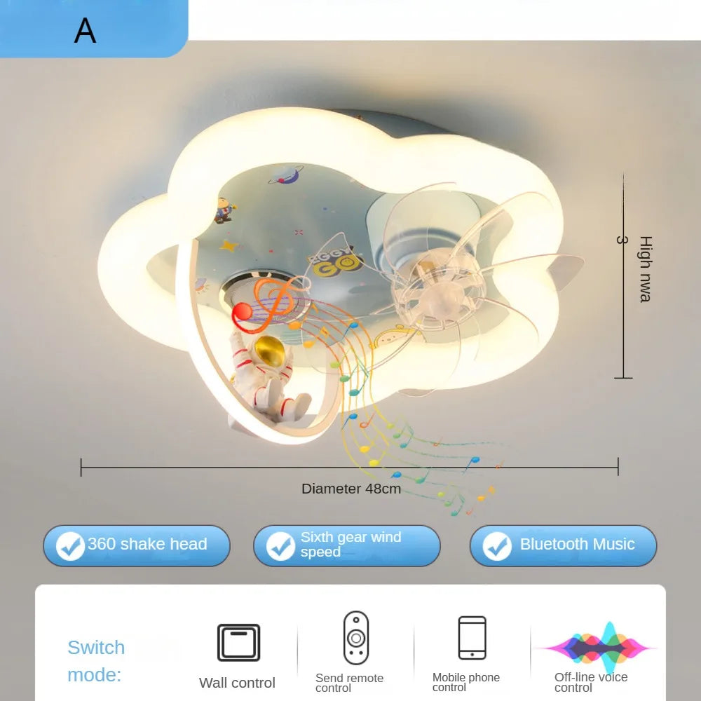 Led astronaut ceiling with fan and bluetooth music - One
