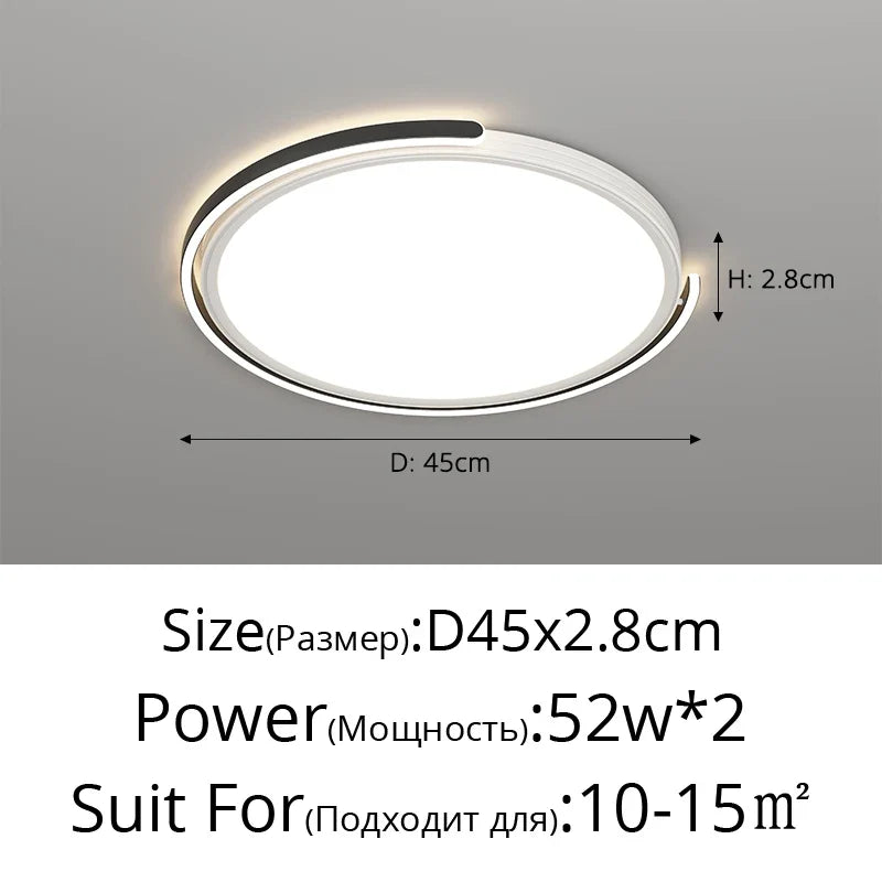 Modern led ceiling lamp for interior decorative lighting - A-Black-45x2.8cm / 3 Colors No Remote