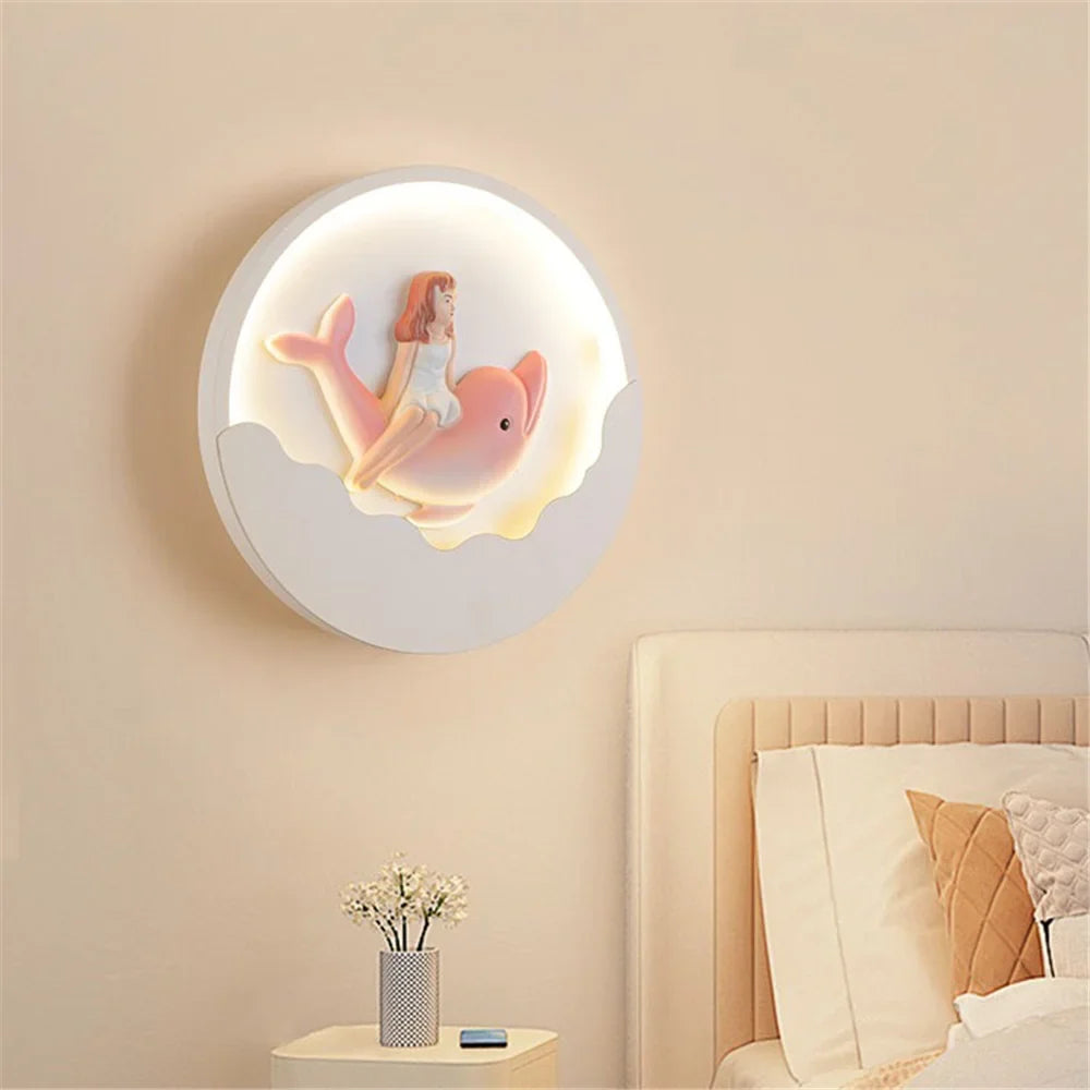 Round wall sconce led bear and rabbit for children - view 4