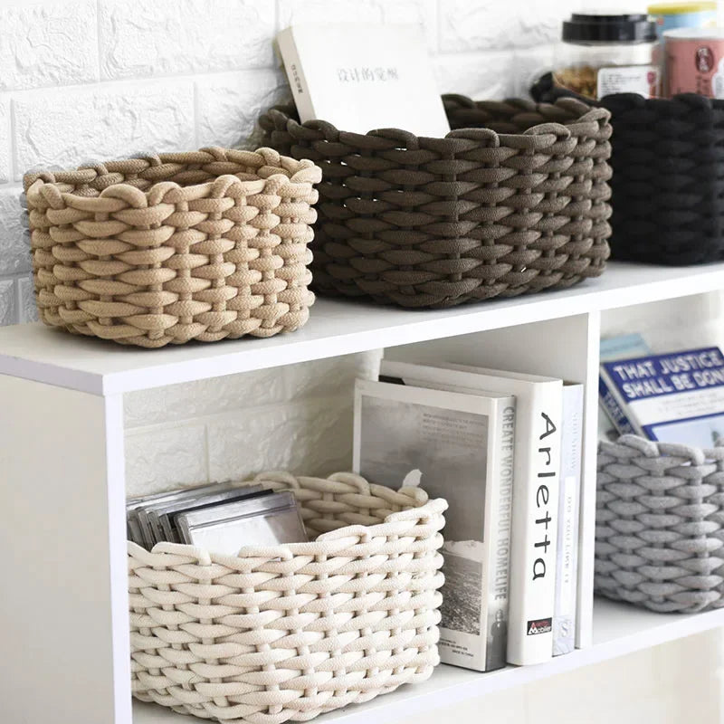 Cotton rope basket for various storage and Nordic decoration