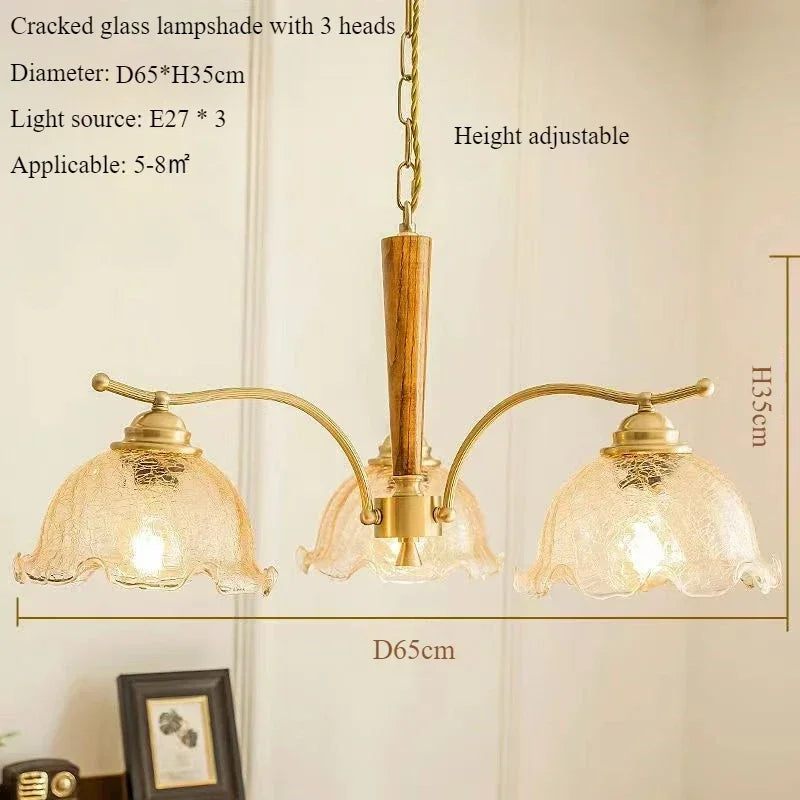 Retro Nordic hanging chandelier with a shade in pleated fabric decorative lamp - Head B-3 / Neutral Light