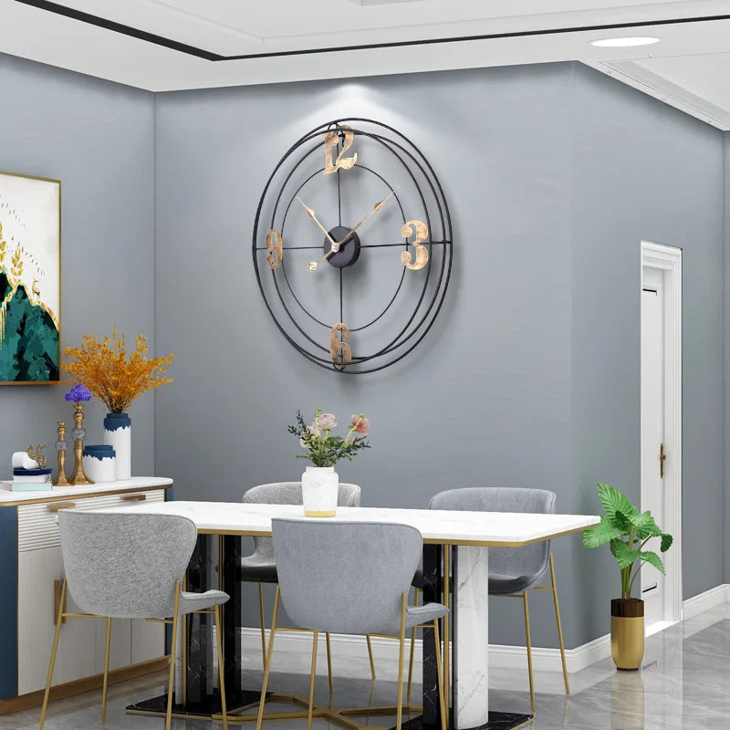 Iron Silent Wall Clock for Living Room, Simple Decoration, Metal Clock - view 4