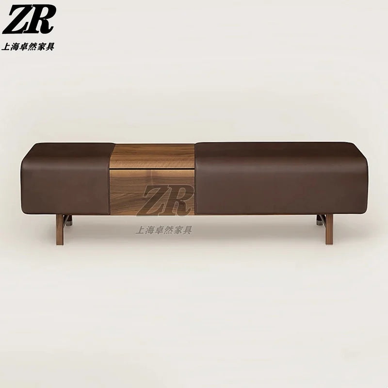 Light and simple Italian luxury stool for bench and sofa - Brun