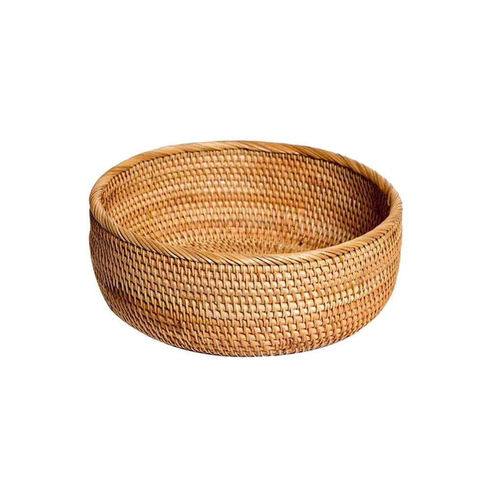 Round basket in woven rattan for fruit and snacks - AS 20,3 x 6,5 cm