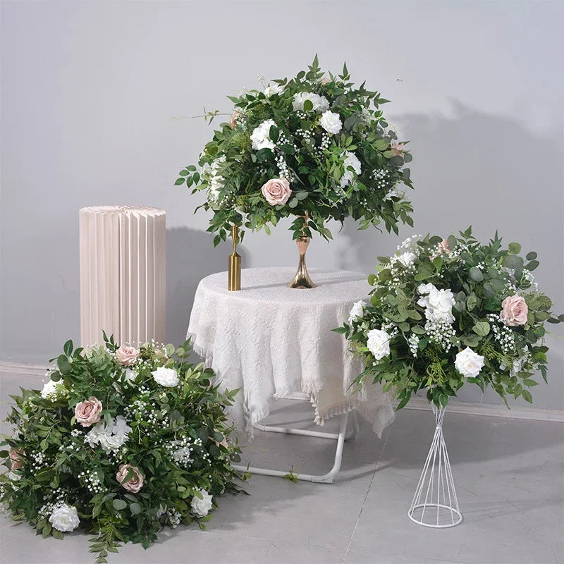 Artificial flower ball arrangement white rose wines wedding decoration - view 2