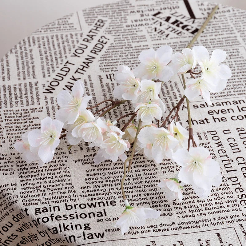 Set of 3 artificial silk flowers for wedding and interior decoration - White / 3 Pieces