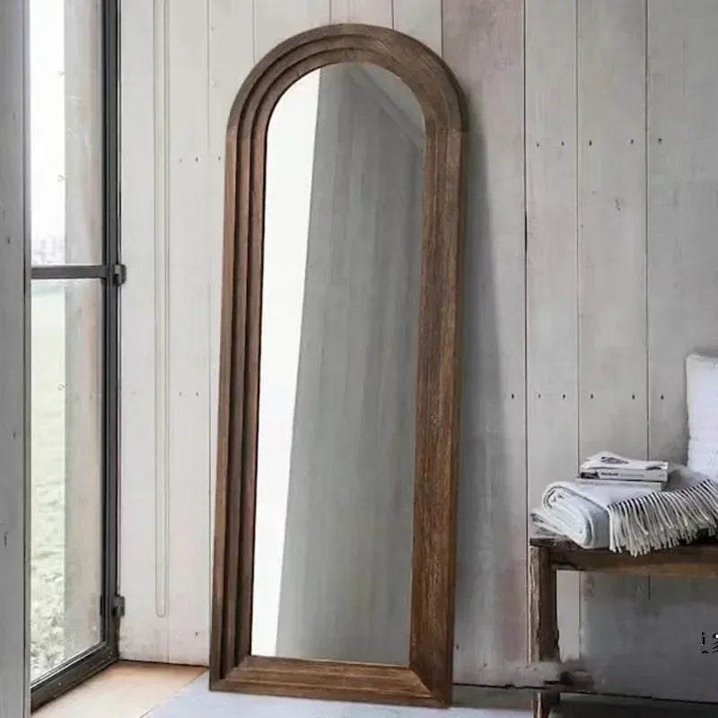 Vintage wooden mirror for aesthetic decoration and make-up - view 2