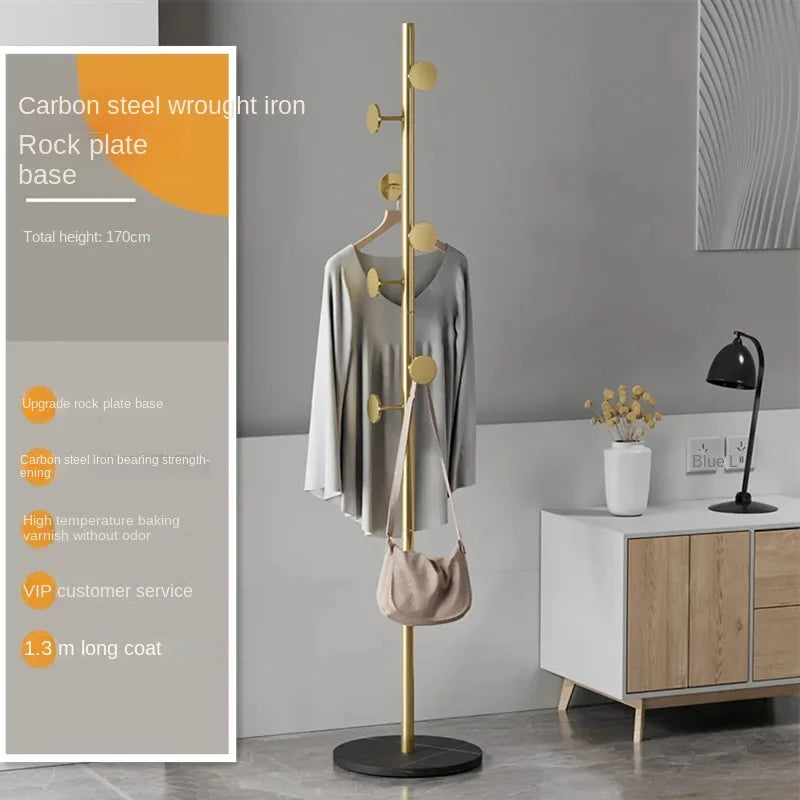 Floor To Floor Bedroom Light Luxury Rock Plate Base Metal Hanger, Marble Scarf and Bag Rack for Entering The Home Coat Rack - Style17