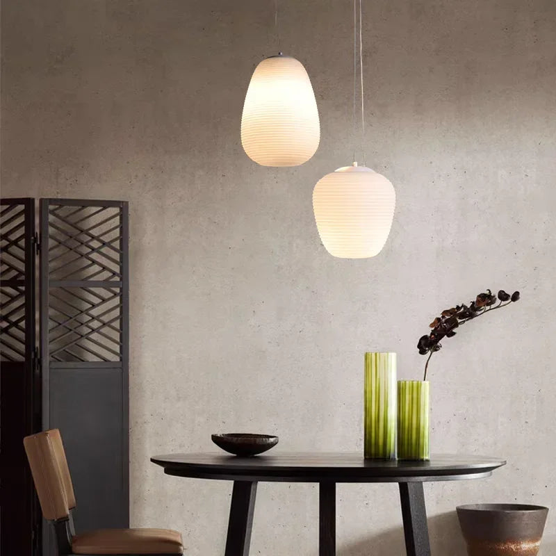 Modern Japanese style glass led pendant light for elegant interior - view 3