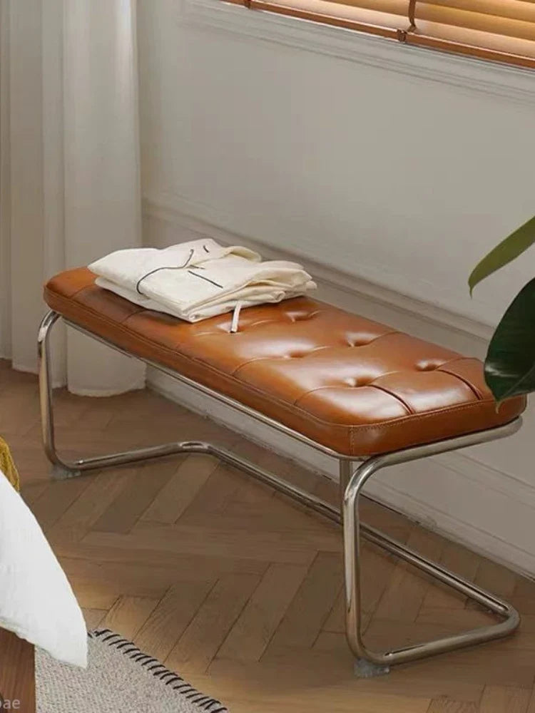 Nordic Stainless Steel Bench Cloakroom Vintage Bed End Stool Iron Wrought Door Shoe Change, Dining Room Benchs