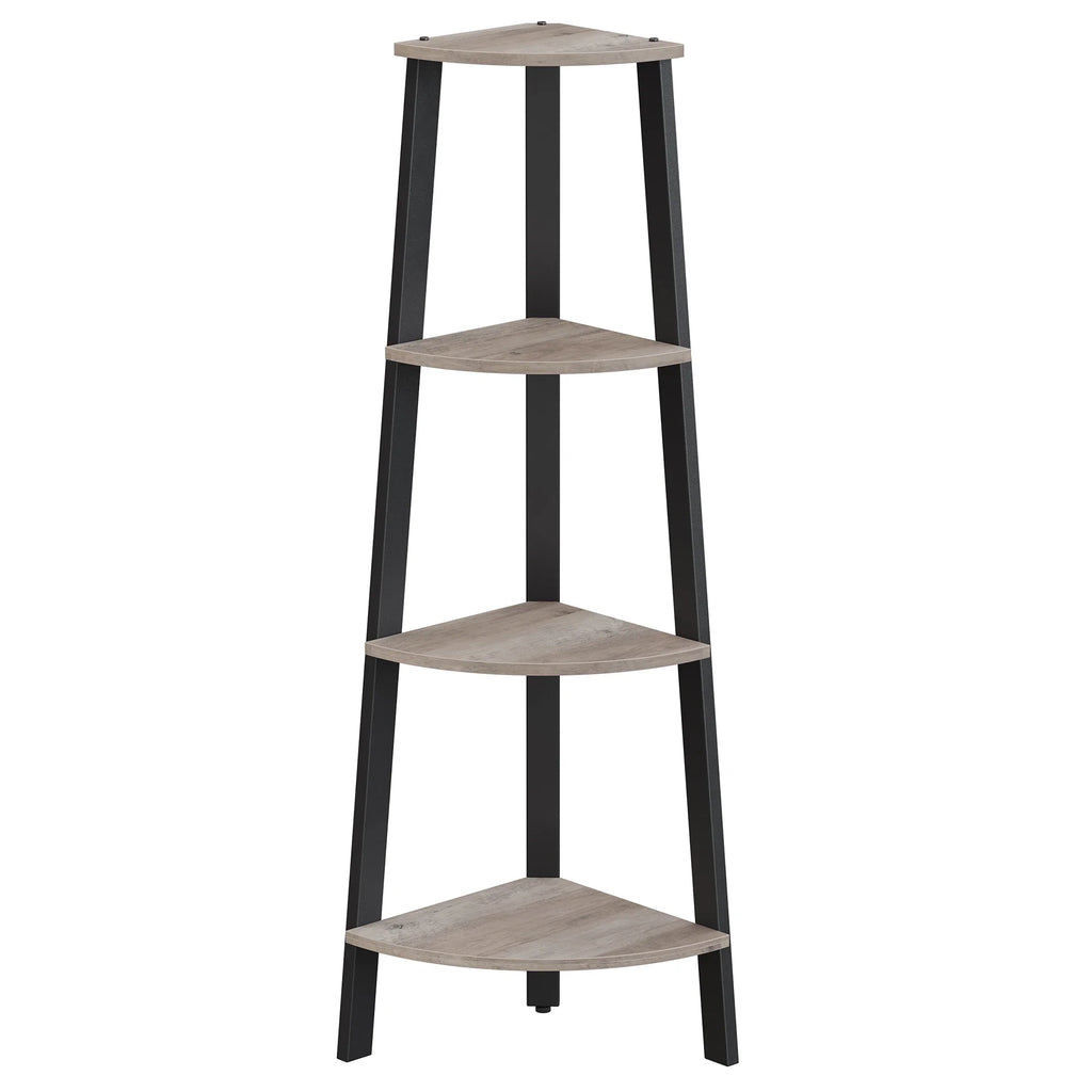 VASAGLE Corner Shelf Unit, 4-Tier Corner Shelf, Ladder Shelf for Living Room, Bookshelf or Plant Stand, Industrial Accent - Ivory