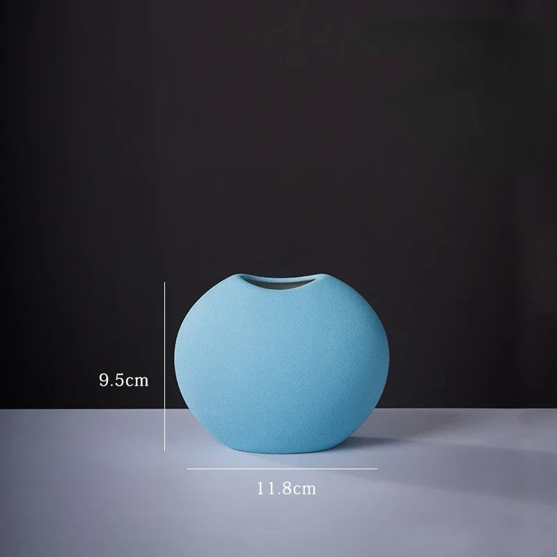 Ceramic Small Vase for Home Decoration, Simple and Modern, Round Flowers, Solid Color, New - 21