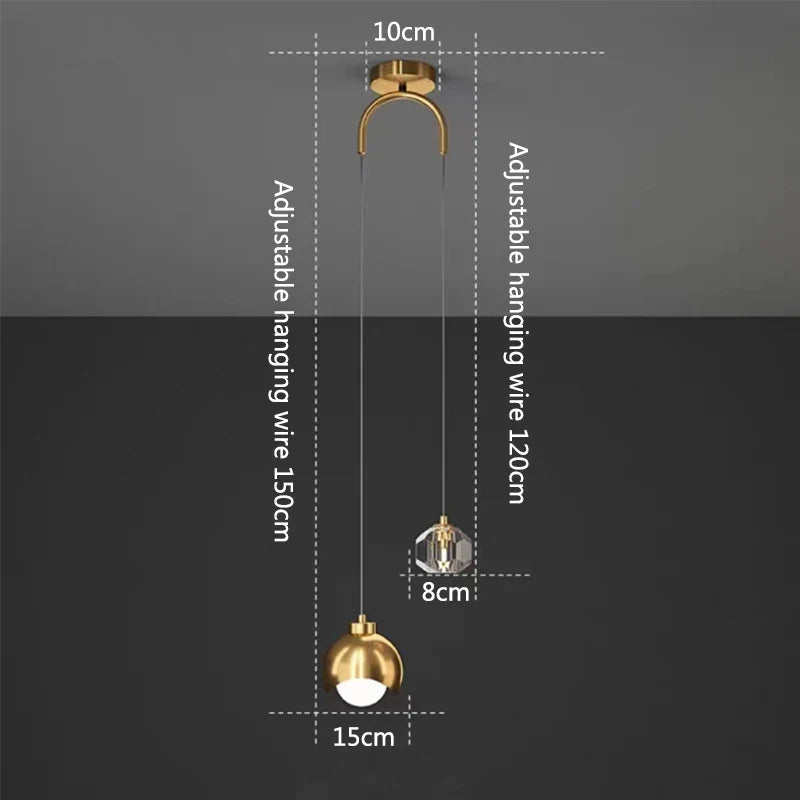 Modern crystal pendant light for elegant interior decoration - A Gold Style / 3 Color Light