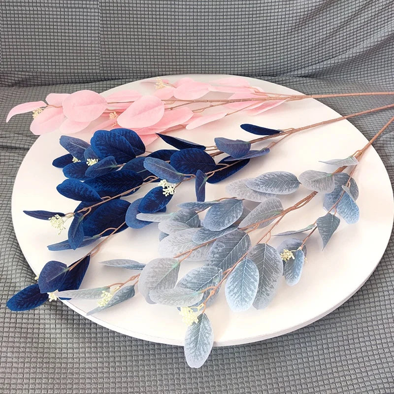 Eucalyptus leaves branches in artificial silk for floral decoration