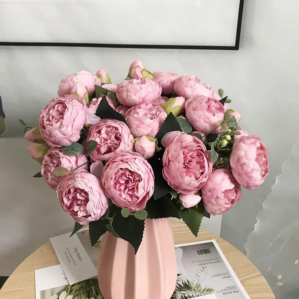 Bouquet of artificial peonies for wedding decoration and home