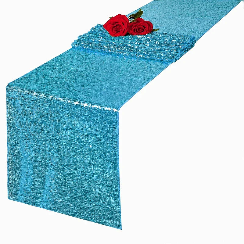 Classic Orange Glitter Table Runner for Parties - 30X120cm