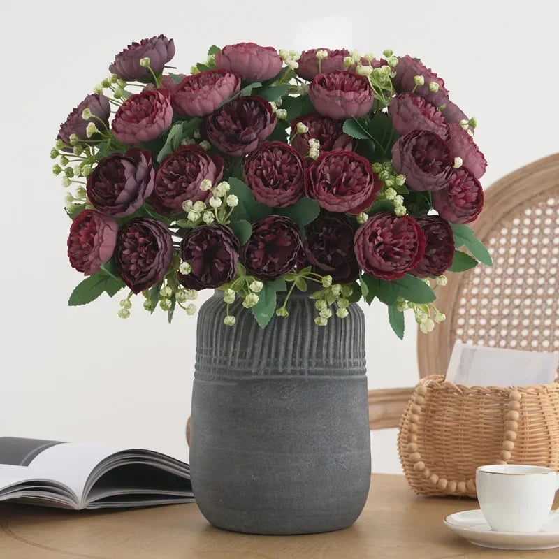 Artificial silk peonies flowers for wedding floral decoration