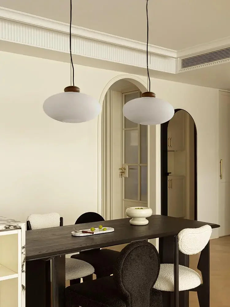 Retro glass and wood chandelier for interior decoration - view 3