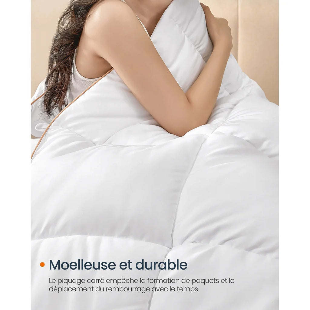 Duvet, Duvet 220 x 240 cm, Mattressed duvet with 8 buckles, 300 GSM Eiderdon, King Size duvet, White - view 4