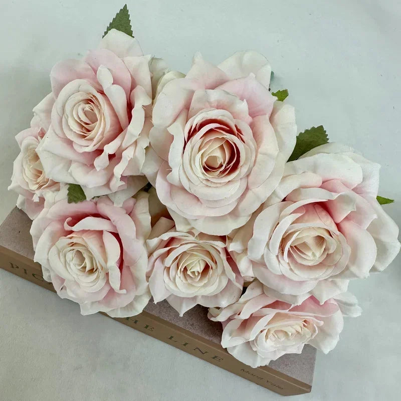 Bouquet of artificial silk rose wines for festive decoration - Light Pink