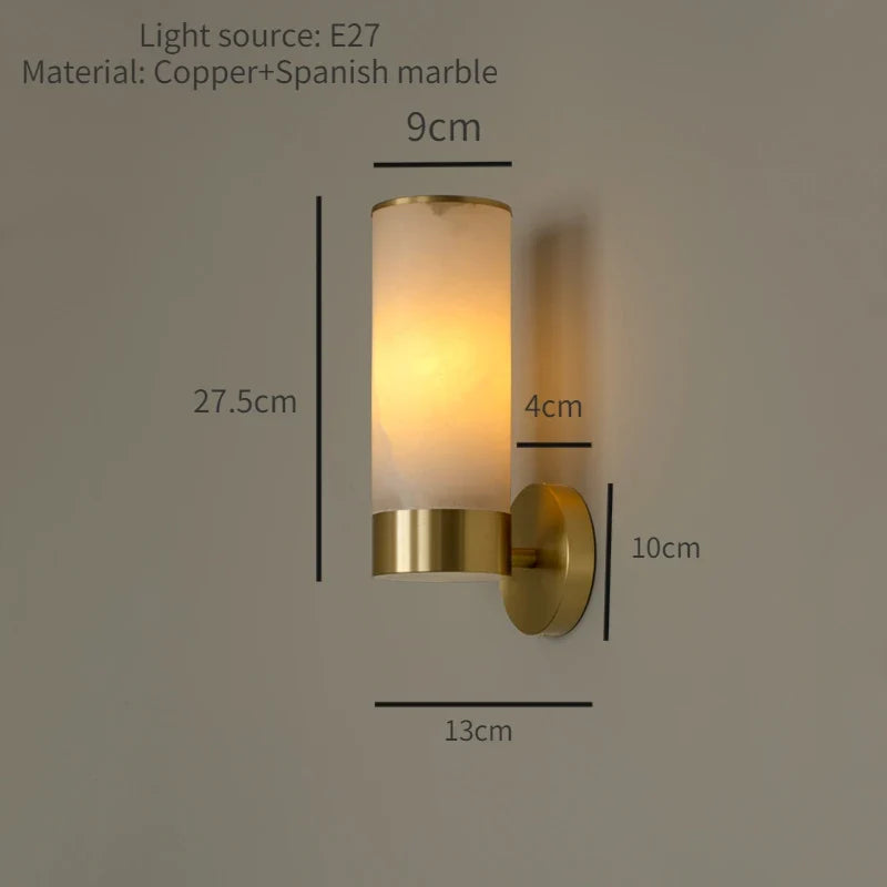 Modern minimalist led wall sconce in natural marble - Warm White (2700-3500K) / Gold-H 27.5cm
