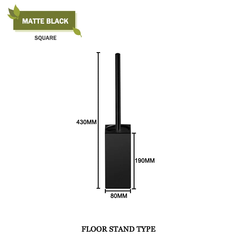 Durable and elegant bathroom brush holder set for bathroom - Square Half-Black
