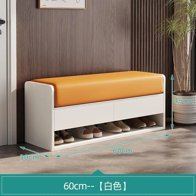 Nordic wooden changing stool with integrated storage - C