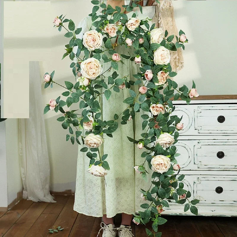 Artificial flowers in pink silk vines floral decoration elegant - view 6