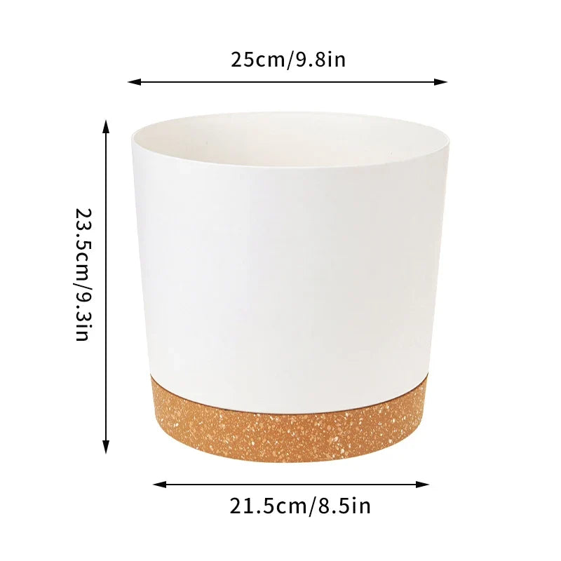 Automatic flower pots with garden and plant saucer - White L