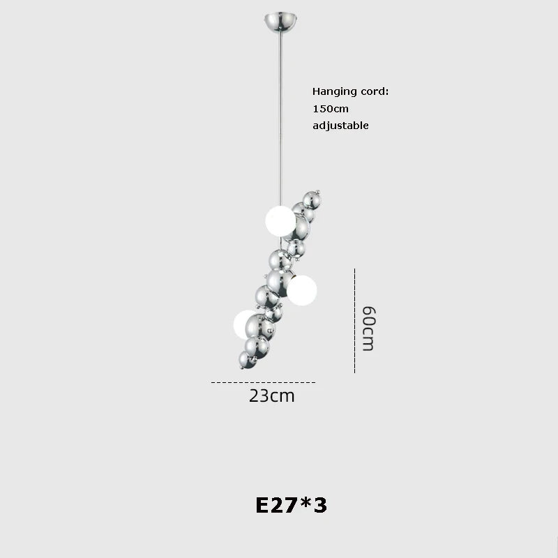 Chandelier led molecular design with variable intensity trend 2024 - White light / 3 light / Silver frame