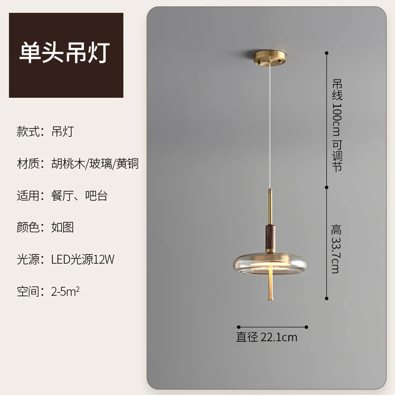 Modern glass pendant light with decorative led lighting - A