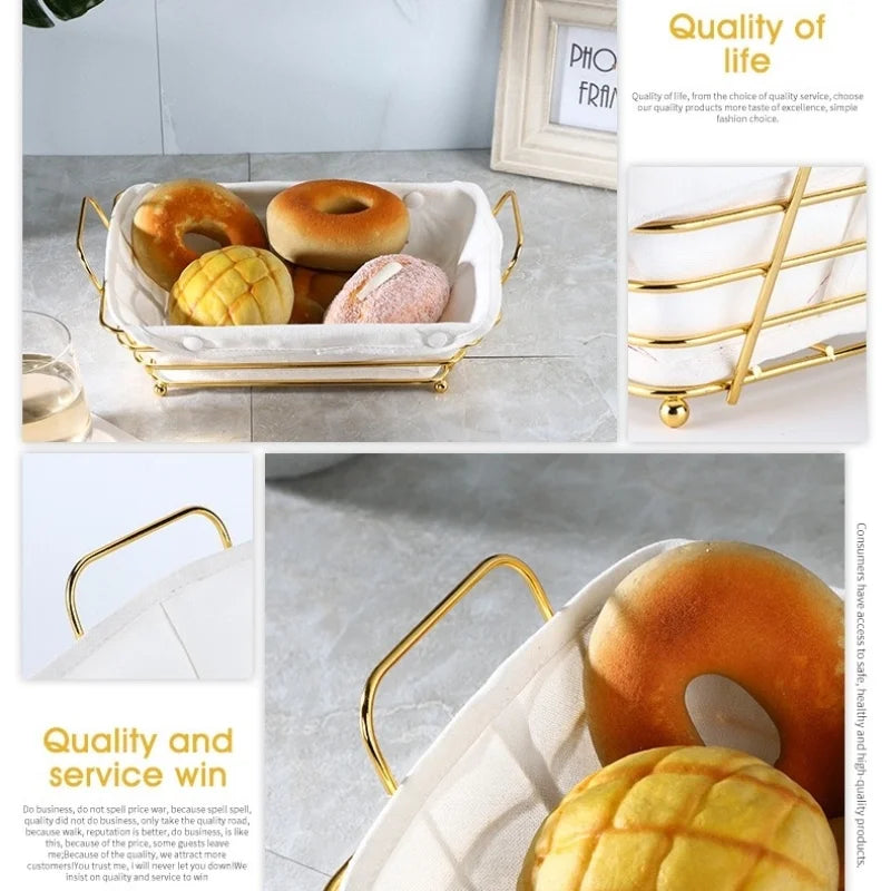 Golden Metal Wire Bread Basket for Pantry Storage - view 4