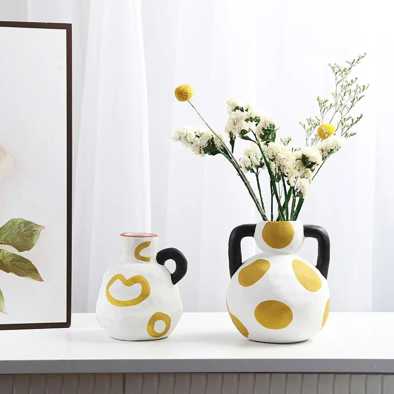 Hand-painted Milk Pot Ceramic Vase, Living Room, Porch, Desktop, Flower Arrangement Container, Homestay Decoration Handicraft - view 2